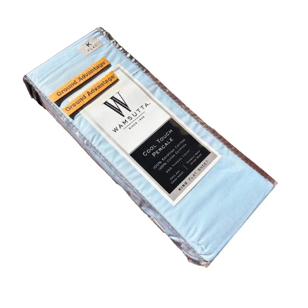 new* Oversized LIGHT BLUE Wamsutta Cool Percale Egyptian Cotton KING Flat Sheet